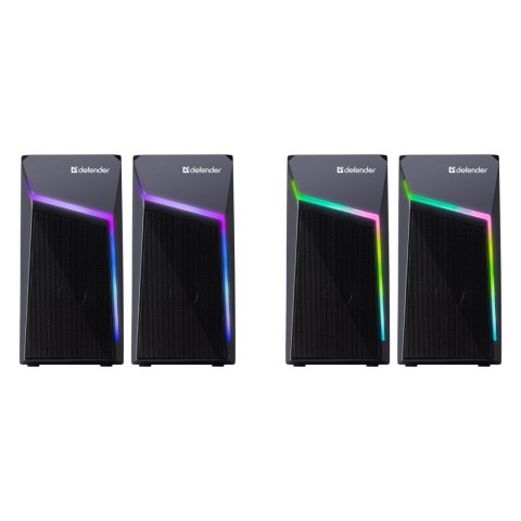 Defender głośniki STELLAR, 2.0, 6W, czarne, regulacja głośności, podświetlenie, 100Hz~20kHz