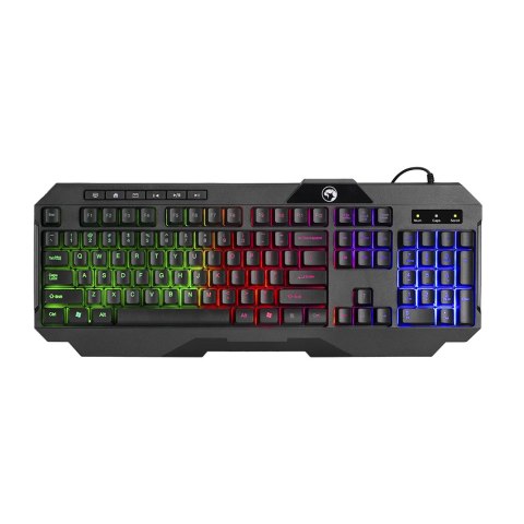 Marvo CM430 US, zestaw klawiatura mysz dla gracza, podkładka, klawiatura, US, do gry, membranowa rodzaj przewodowa (USB), czarna