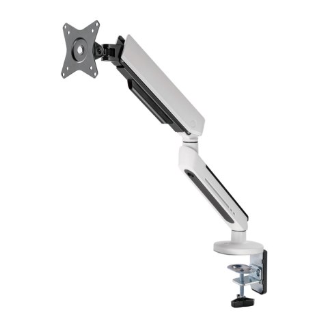 Regulowany uchwyt ULTRADESK OFFSHOOT Single na monitor, 9KG, mocowanie na zacisk, 17"-32", 75x75/100x100, biały