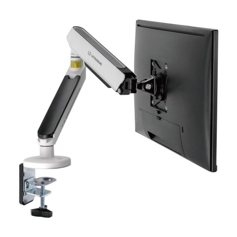 Regulowany uchwyt ULTRADESK OFFSHOOT Single na monitor, 9KG, mocowanie na zacisk, 17"-32", 75x75/100x100, biały