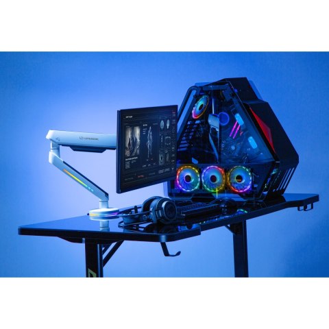 Regulowany uchwyt ULTRADESK OFFSHOOT Single na monitor, 9KG, mocowanie na zacisk, 17"-32", 75x75/100x100, biały