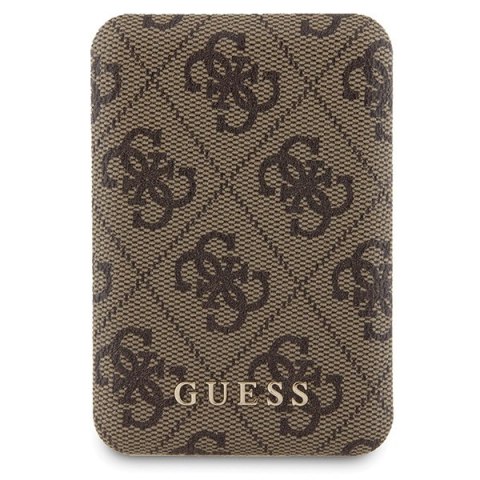 Zestaw Guess GUBPM5P15S4GEMGW iPhone 15 6.1" hardcase + Powerbank 5000mAh MagSafe brązowy/brown 4G Metal Logo