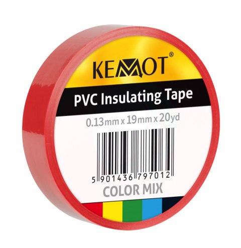 Taśma izolacyjna klejąca REBEL (0,13 mm x 19 mm x 20 yd) czerwona