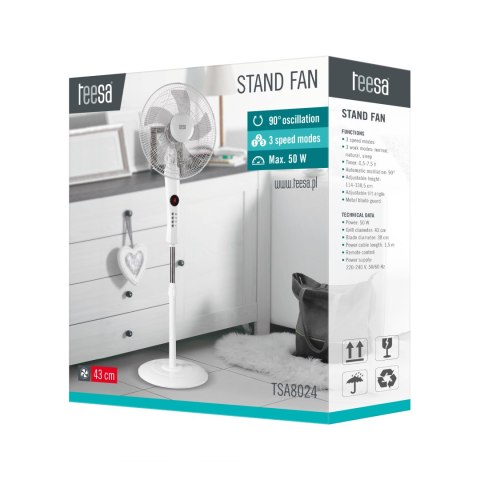 Wentylator stojący TEESA sterowany pilotem