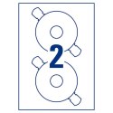 Avery Zweckform etykiety na CD 117/41mm, A4, matowe, białe, 2 etykiety, pakowane po 25 szt., L6015-25, do drukarek laserowych i 
