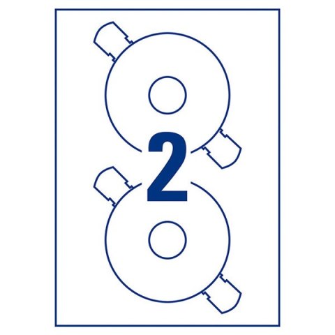 Avery Zweckform etykiety na CD 117/41mm, A4, matowe, białe, 2 etykiety, pakowane po 25 szt., L6015-25, do drukarek laserowych i 