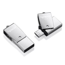 Apacer USB Pendrive OTG, USB 3.0 (3.2 Gen 1), 64GB, AH750, srebrny, AP64GAH750S-1, USB A / USB Micro B, z obrotową osłoną