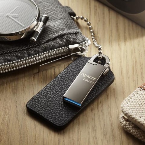 Apacer USB Pendrive, USB 3.0 (3.2 Gen 1), 16GB, AH15A, srebrny, AP16GAH15AA-1, USB A, z karabinkiem