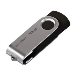 Goodram USB Pendrive, USB 2.0, 64GB, UTS2, czarny, UTS2-0640K0R11, USB A, z obrotową osłoną