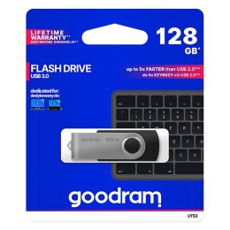 Goodram USB Pendrive, USB 3.0 (3.2 Gen 1), 128GB, UTS3, czarny, UTS3-1280K0R11, USB A, z obrotową osłoną