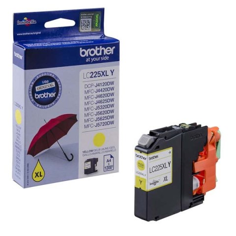 Brother oryginalny ink / tusz LC-225XLY, yellow, 1200s, Brother MFC-J4420DW, MFC-J4620DW