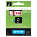 Dymo oryginalny taśma do drukarek etykiet, Dymo, 45015, S0720550, czerwony druk/biały podkład, 7m, 12mm, D1