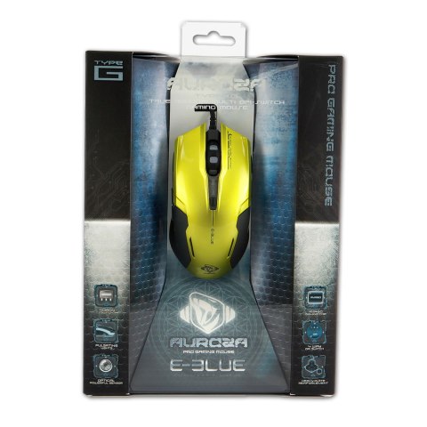 E-Blue Mysz Auroza G, 3000DPI, optyczna, 6kl., 1 scroll, przewodowa USB, zielona, do gry