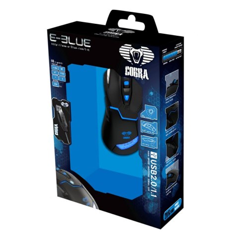 E-Blue Mysz Cobra 622, 1600DPI, optyczna, 6kl., 1 scroll, przewodowa USB, czarna, do gry
