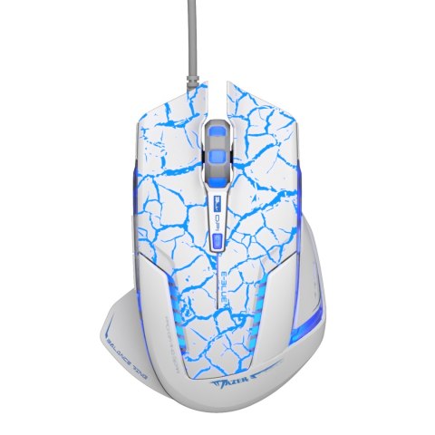 E-Blue Mysz Mazer Pro, 2500DPI, optyczna, 6kl., 1 scroll, przewodowa USB, biało-niebieska, do gry