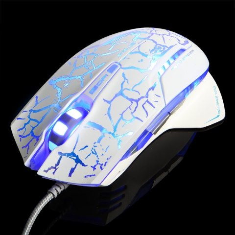 E-Blue Mysz Mazer Pro, 2500DPI, optyczna, 6kl., 1 scroll, przewodowa USB, biało-niebieska, do gry
