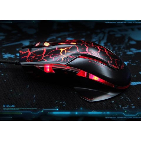 E-Blue Mysz Mazer Pro, 2500DPI, optyczna, 6kl., 1 scroll, przewodowa USB, czarno-czerwona, do gry