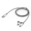 Kabel USB (2.0), USB A M- USB micro M, 1m, 2 srebrny, Verbatim, box, 48869, regulowana końcówka Lightning