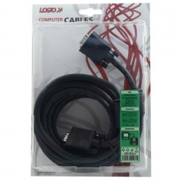 Kabel VGA (D-sub) M- VGA (D-sub) M, 5m, chroniony, czarna, Logo, blistr