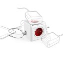 Listwa zasilająca 240V, CEE7 (widelec)-POWERCUBE, 0.1m, ORIGINAL USB, czerwona, POWERCUBE, 4 zásuvky, 2xUSB porty
