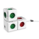 Listwa zasilająca 240V, CEE7 (widelec)-POWERCUBE, 0.1m, ORIGINAL USB, zielona, POWERCUBE, 4 zásuvky, 2xUSB porty