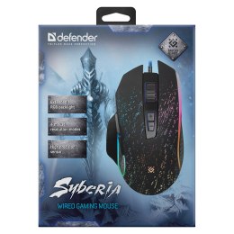 Defender Mysz Syberia GM-680L, 3200DPI, optyczna, 7kl., 1 scroll, przewodowa USB, czarna, do gry, RGB