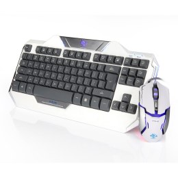 E-BLUE Auroza, Zestaw klawiatur z optyczną mysz do gier, US, do gry, przewodowa (USB), biała