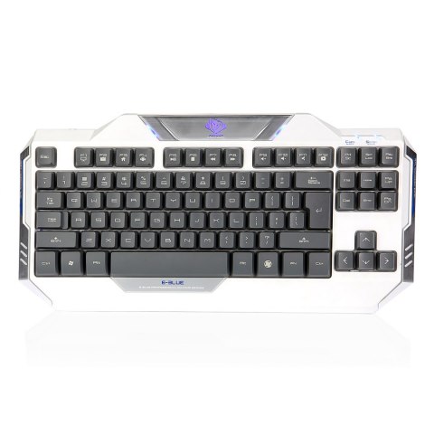E-BLUE Auroza, Zestaw klawiatur z optyczną mysz do gier, US, do gry, przewodowa (USB), biała
