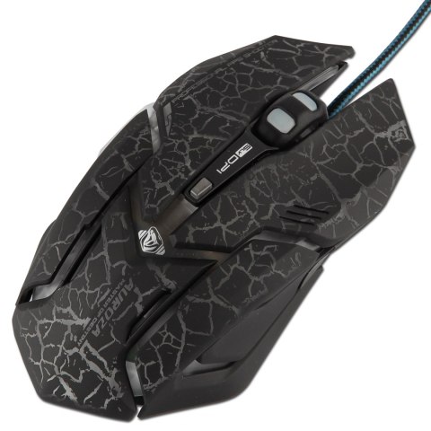 E-Blue Mysz Auroza Gaming, 4000DPI, optyczna, 6kl., 1 scroll, przewodowa USB, czarna, do gry