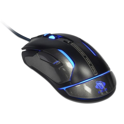 E-Blue Mysz Auroza Gaming FPS, 8200DPI, laserowa, 6kl., 1 scroll, przewodowa USB, czarna, dla graczy, podświetlenie RGB