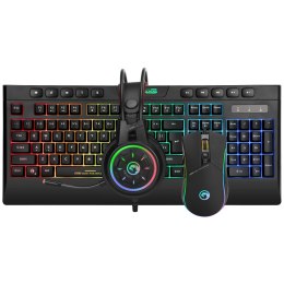Marvo CM305, RGB zestaw klawiatura + mysz i słuchawki dla graczy, CZ/SK, do gry, membranowa typ przewodowa (USB), czarna, RGB po