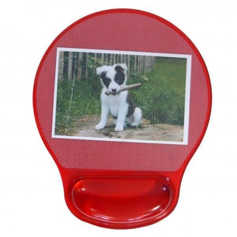 Podkładka pod mysz, ergonomiczna żelowa, czerwona, Logo, możliwość włożenia zdjęcia