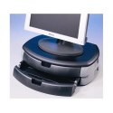 Podstawa pod monitor, z dwiema szufladami, czarny, tworzywo sztuczne wzmocnione, 40 kg nośność