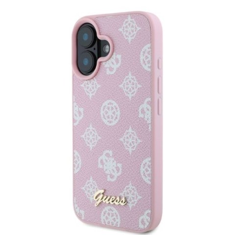 Guess GUHMP16SPGPYSP iPhone 16 6.1" różowy/pink hardcase Peony Script MagSafe