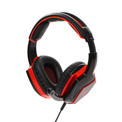 RED FIGHTER H2 Gaming Headset, słuchawki z mikrofonem, regulacja głośności, czarno-czerwona, 2x 3.5 mm jack