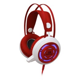 Redragon SAPPHIRE Gaming Headset, słuchawki z mikrofonem, z regulacją głośności, biało-czerwony, 2x 3.5 mm jack + USB