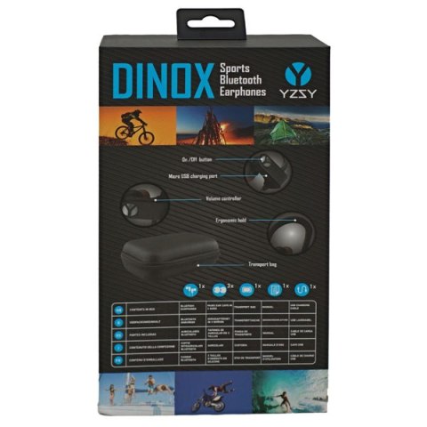 YZSY DINOX Sports & Outdoor, słuchawki z mikrofonem, regulacja głośności, czarna, bluetooth