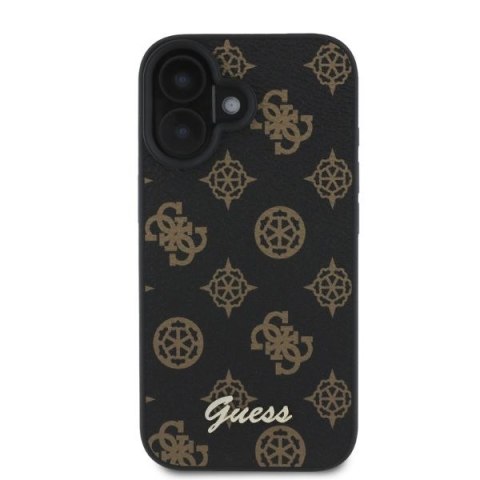 Guess GUHMP16SPGPYSK iPhone 16 6.1" czarny/black hardcase Peony Script MagSafe