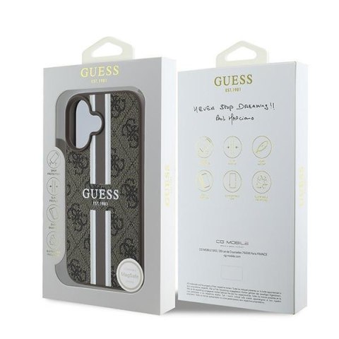 Guess GUHMP16MP4RPSW iPhone 16 Plus 6.7" brązowy/brown hardcase 4G Printed Stripes MagSafe