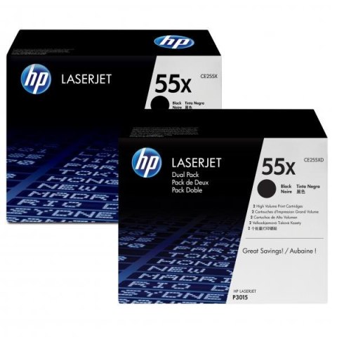 HP oryginalny toner CE255XD, black, 12500s, HP 55X, HP Enterprise P3015, LaserJet Pro 500 MFP M521dn, dual pack, 2szt, O
