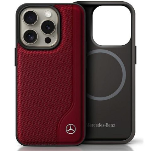 Mercedes MEHMP16L23RBGVR iPhone 16 Pro 6.3" czerwony/red hardcase MB Wood Imitation Leather MagSafe