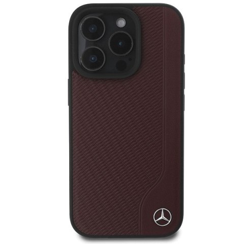 Mercedes MEHMP16L23RBGVR iPhone 16 Pro 6.3" czerwony/red hardcase MB Wood Imitation Leather MagSafe