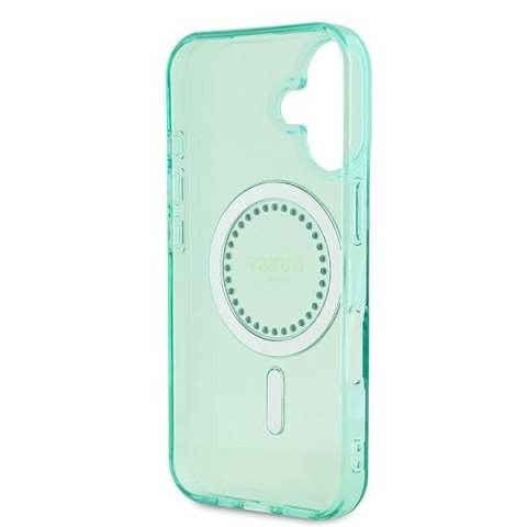 Guess GUHMP16MPFTDTEN iPhone 16 Plus 6.7" zielony/green hardcase IML Rhinestones MagSafe