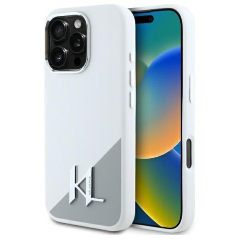 Karl Lagerfeld KLHMP16LSCMKMPCH iPhone 16 Pro 6.3" biały/white hardcase Silicone Initial Metal Logo MagSafe