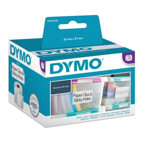 Dymo etykiety papierowe 57mm x 32mm, białe, wielofunkcyjny, 1000 szt., 11354, S0722540
