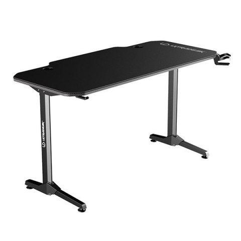 ULTRADESK Biurko dla gracza FRAG - BLACK, 140x66 cm, 76 cm, z XXL podkładką pod mysz, uchwyt na słuchawki i napój