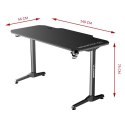 ULTRADESK Biurko dla gracza FRAG - BLACK, 140x66 cm, 76 cm, z XXL podkładką pod mysz, uchwyt na słuchawki i napój