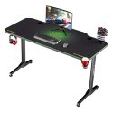 ULTRADESK Biurko dla gracza FRAG - GREEN, 140x66 cm, 76 cm, z XXL podkładką pod mysz, uchwyt na słuchawki i napój