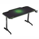 ULTRADESK Biurko dla gracza FRAG - GREEN, 140x66 cm, 76 cm, z XXL podkładką pod mysz, uchwyt na słuchawki i napój
