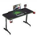 ULTRADESK Biurko dla gracza FRAG - GREEN, 140x66 cm, 76 cm, z XXL podkładką pod mysz, uchwyt na słuchawki i napój